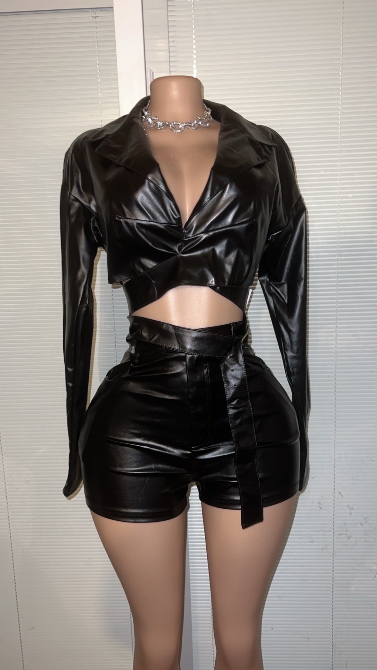 Leather Crop Top Set