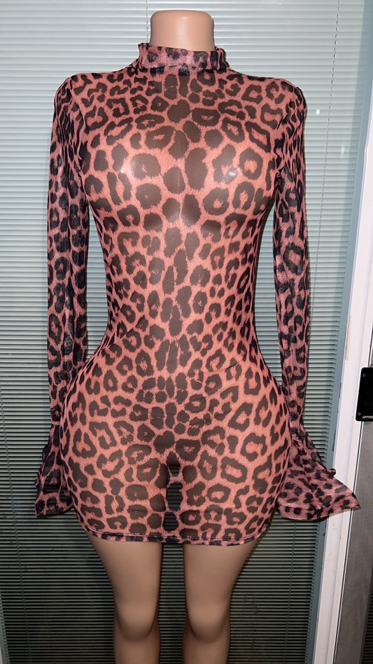 Leopard Mesh Dress